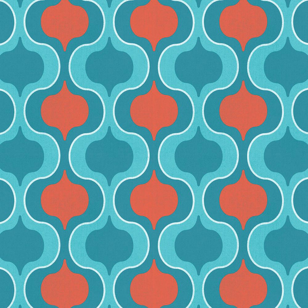 Patton Wallcoverings JJ38038 Rewind Squeeze In Turquoise And Orange Wallpaper